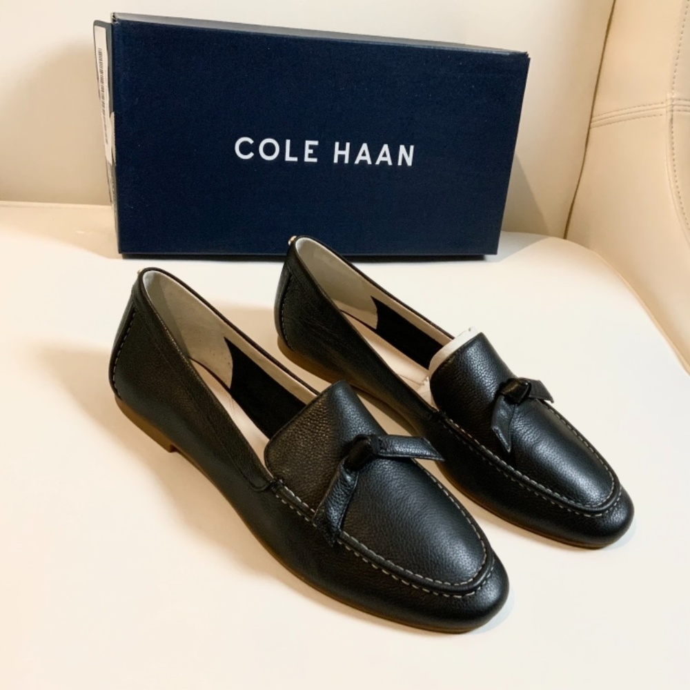 Cole Haan Caddie Bow Loafer Black Leather Flats - Picture 10 of 14